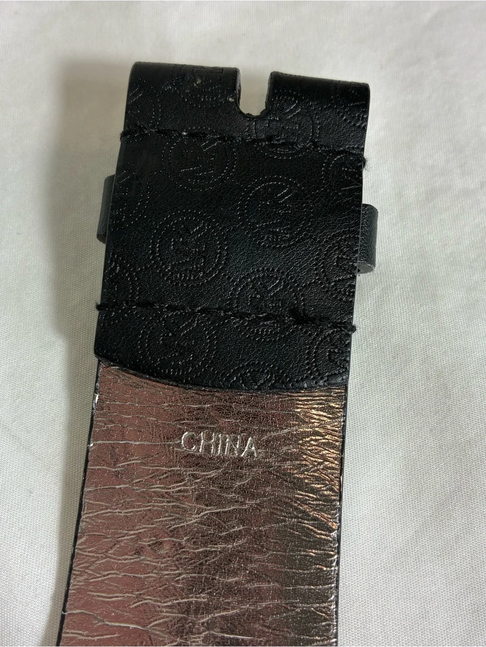 Michael Kors Womens belt NO BUCKLE Black Embossed Logo Synthetic Leather